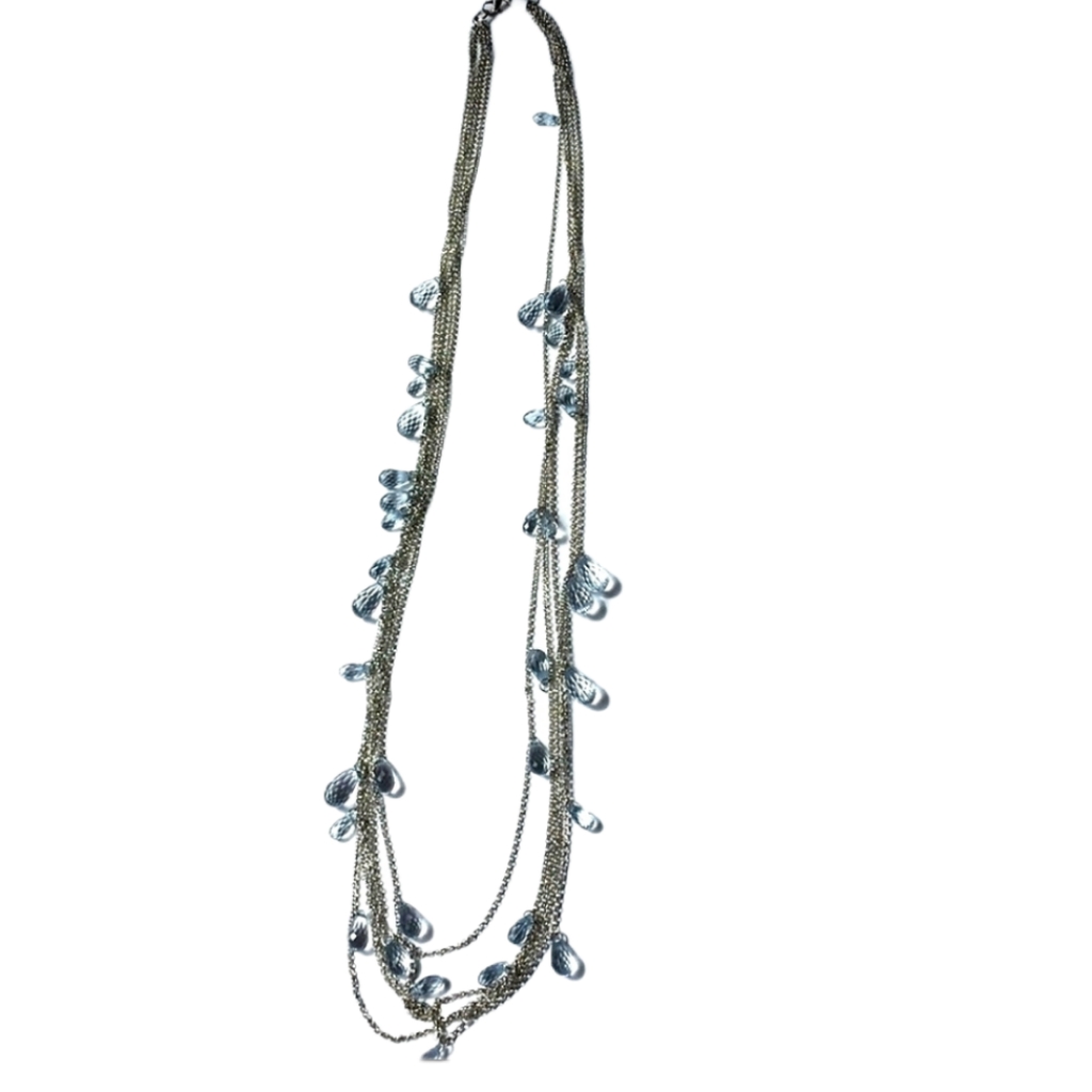 Loft Long Blue Silver Necklace 8$